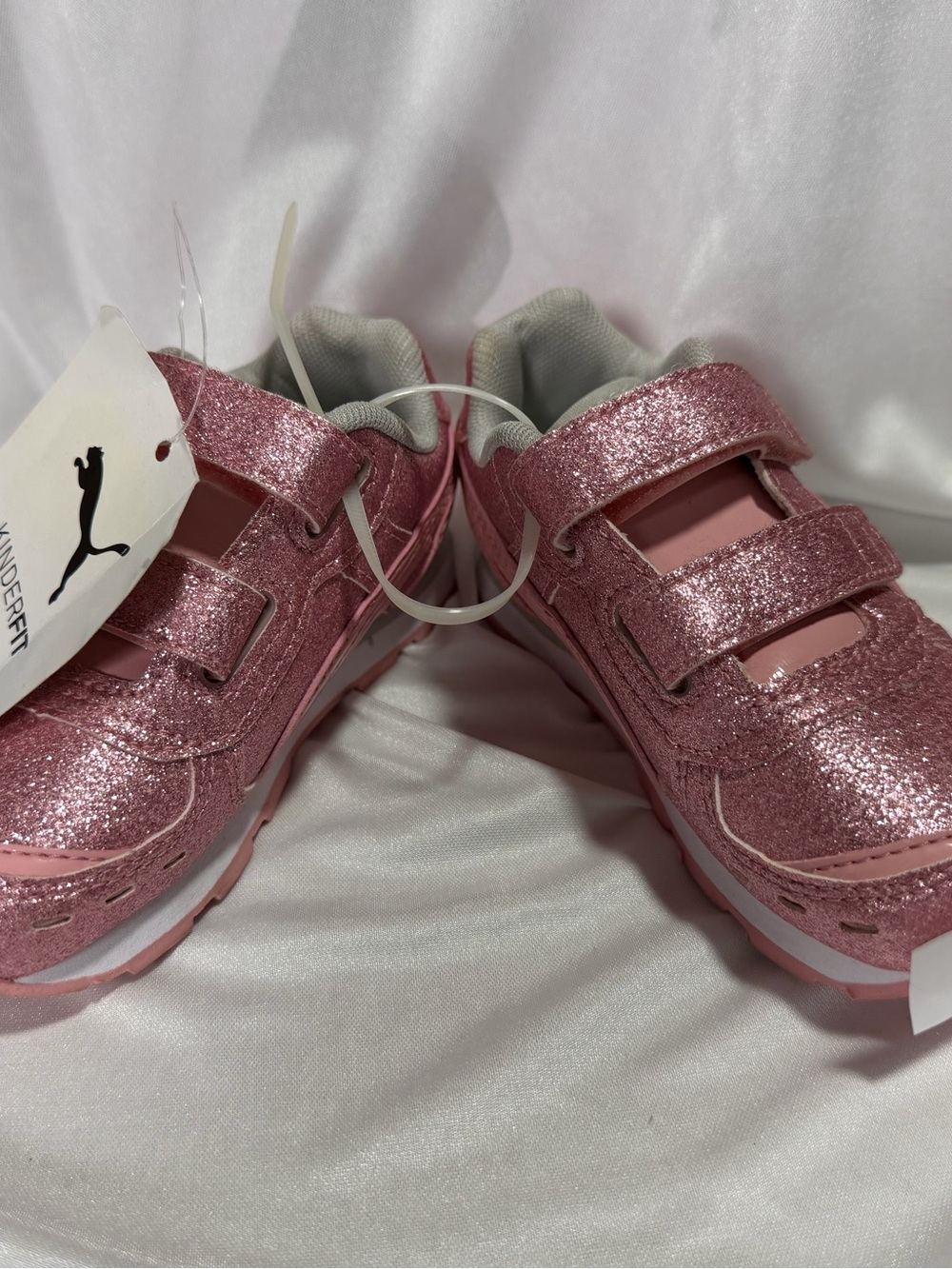 Puma Kids Pink Glitter Hook-and-Loop Sneakers Size 7 CLW25